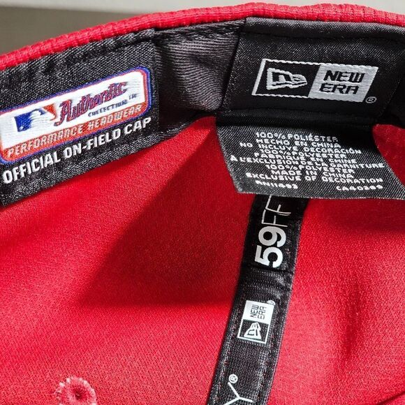 New Era MLB Phillies Fitted Hat Cap 7 7/8 Red Blue 59Fifty Bating Practice New - Picture 14 of 16